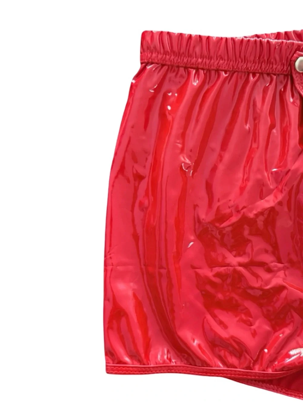 Red Glossy High‑Shine Shorts – S/M – Festival / Rave Wear